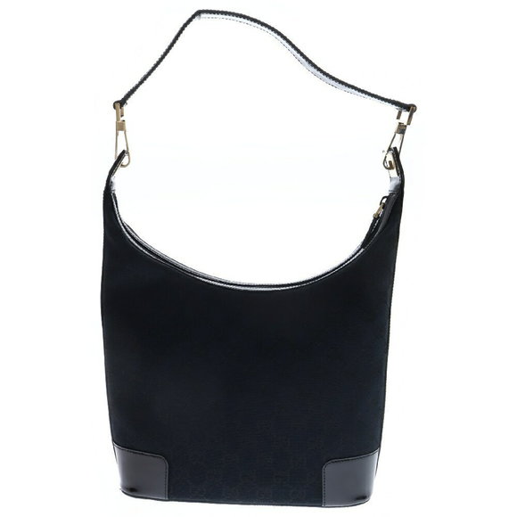 Gucci Patent Leather Black Shoulder Bag GG Canvas - Picture 1 of 6